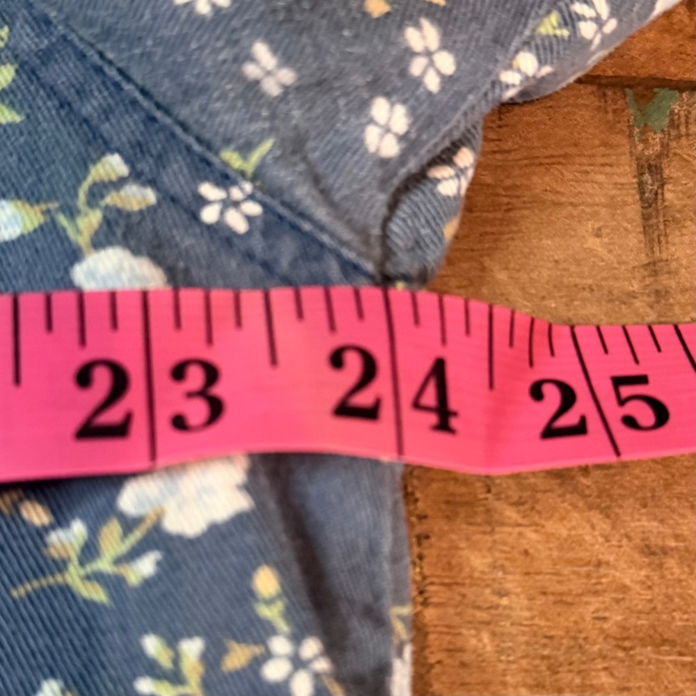 Cherokee Womens Blue Ditsy Floral Cotton Button Down Shirt Large RN 17730 - Picture 5 of 6